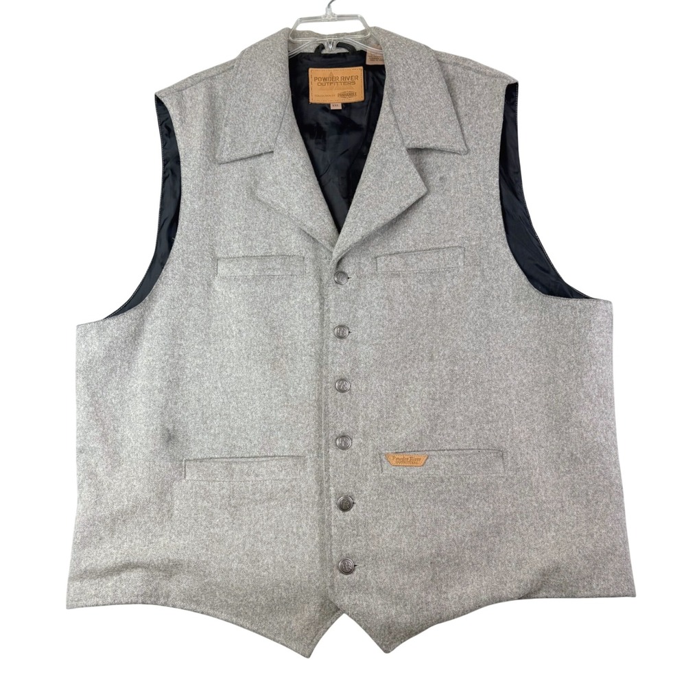 Powder River Outfitters XXL Gray Wool Blend Western Vest Panhandle Ranch Cowboy
